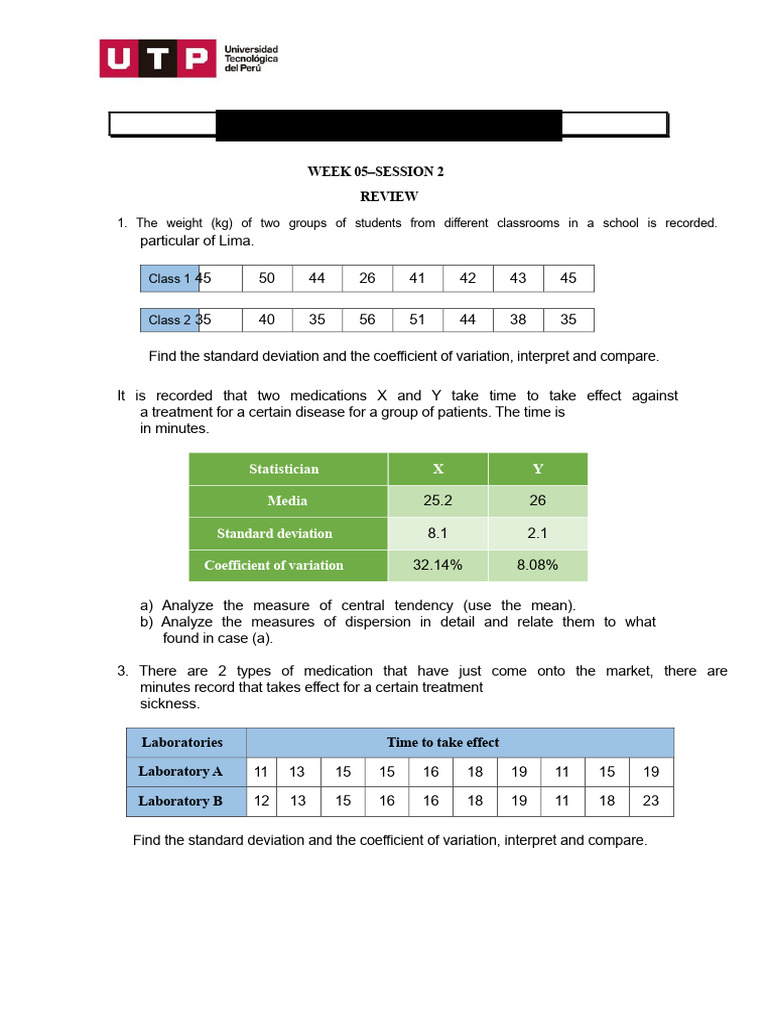 S05.s2 - Review Exercises For PC2 | PDF | Coefficient Of Variation ...
