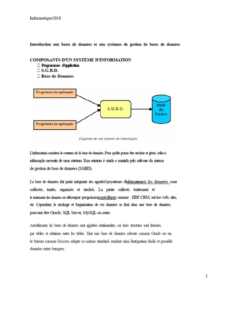Introduction aux bases de données SGBD | PDF | Bases de données ...