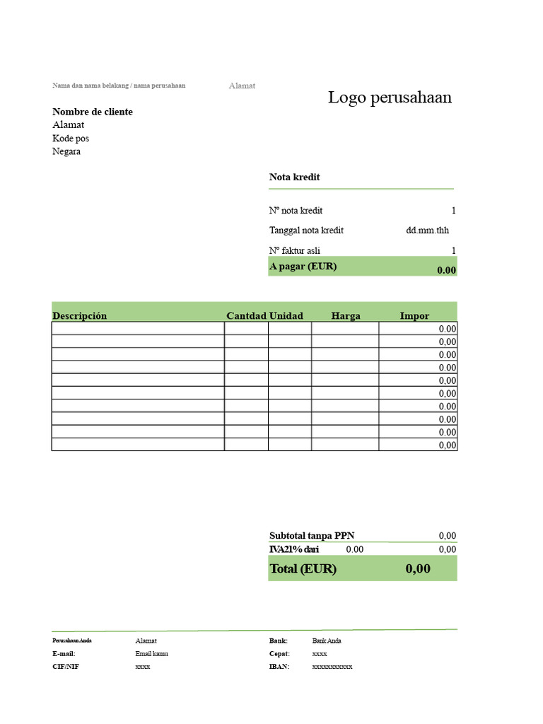 Nota Kredit dan Informasi Perusahaan | PDF