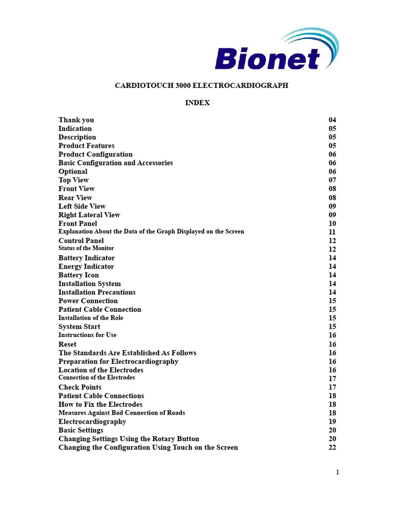 Bionet - CardioTouch 3000 - User Manual | PDF | Electrocardiography ...