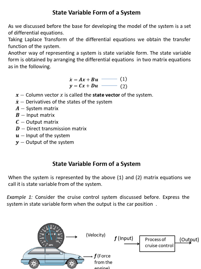 State Variable Form in Control Systems | PDF | Matrix (Mathematics ...