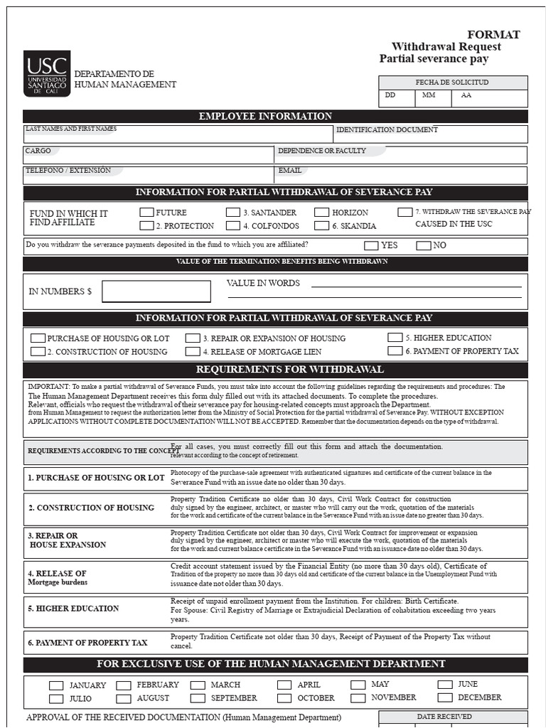 Partial Severance Pay Withdrawal Form | PDF | Property Tax