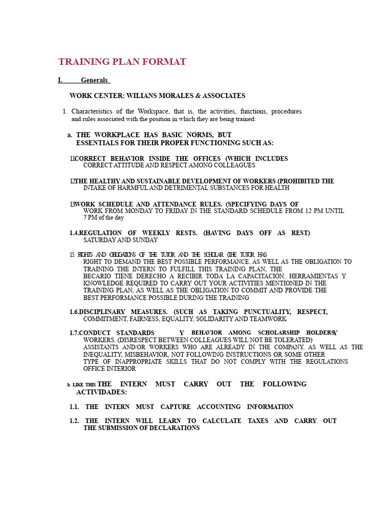 Internship Training Plan Overview | PDF | Economies