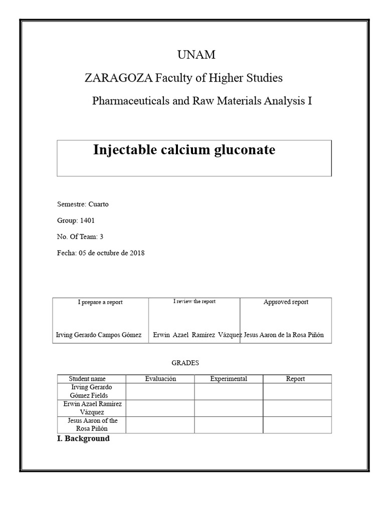 Calcium Gluconate Titration Report | PDF | Titration | Chemistry