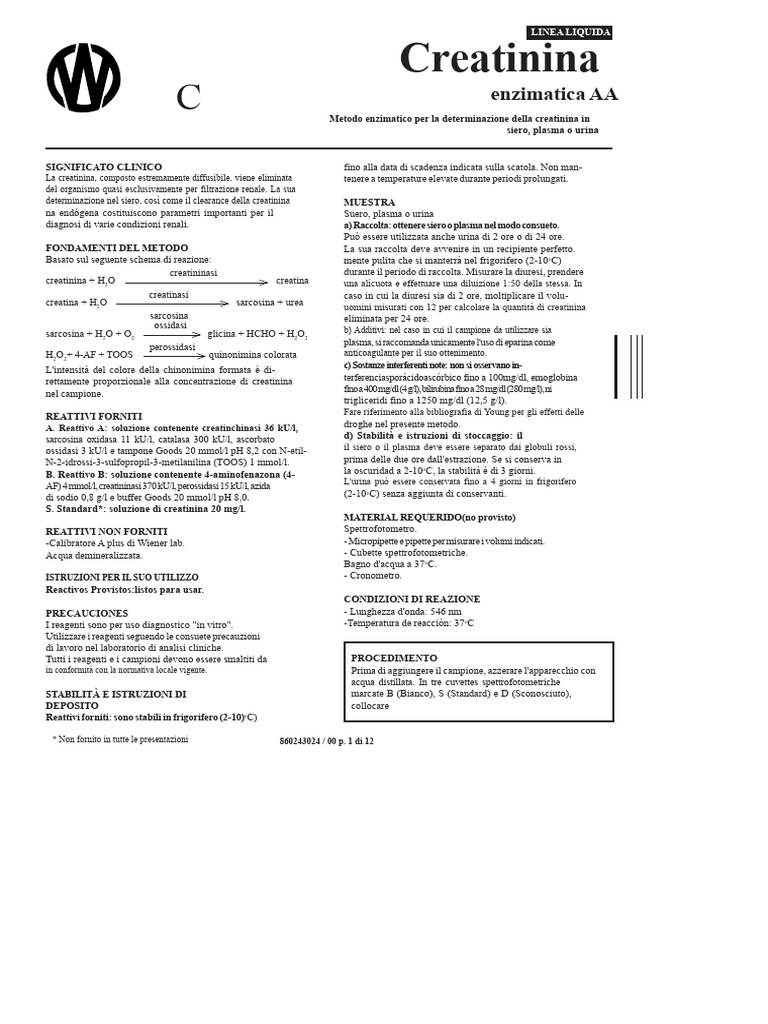 Creatinina Enzimatica Aa Liquida SP | PDF