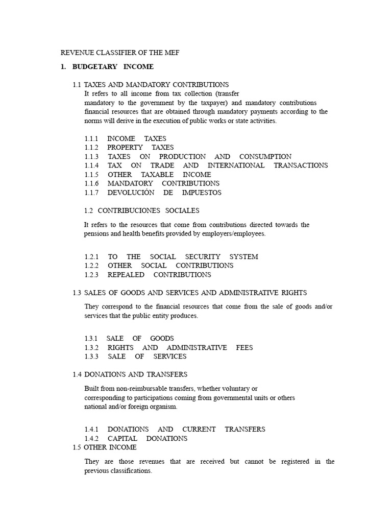 Revenue Classifier of The Mef | PDF | Taxes | Income