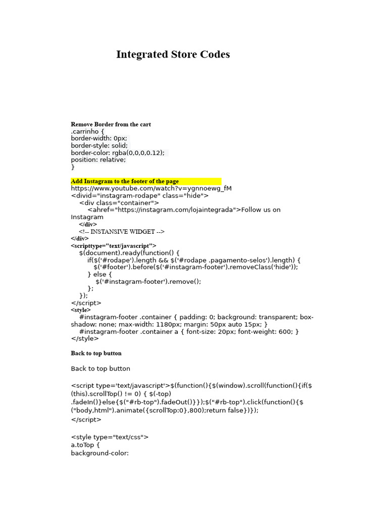 Integrated Store Code Customizations | PDF | Computing | Software