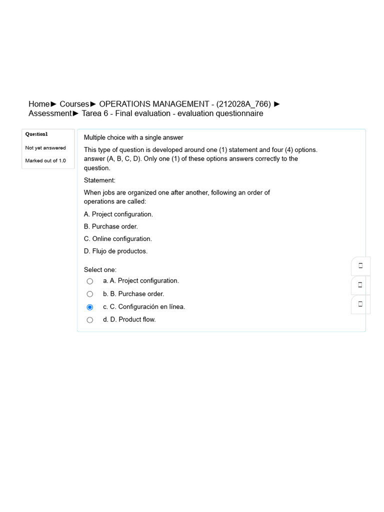 Operations Management Assessment Quiz | PDF | Multiple Choice | Reason