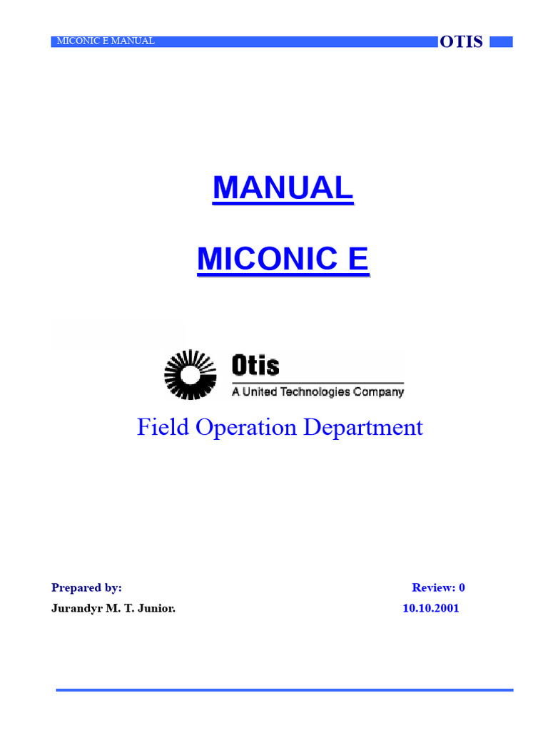 Miconic E Elevator Operation Manual | PDF | Elevator | Relay