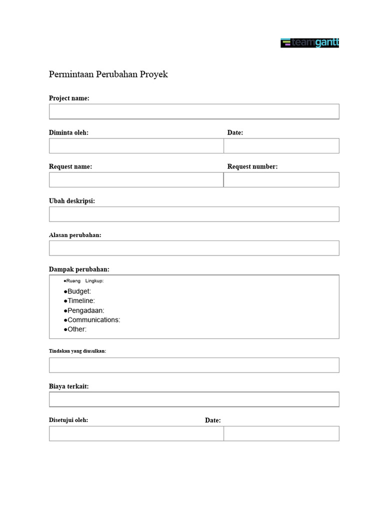 Template Formulir Permintaan Perubahan Proyek | PDF