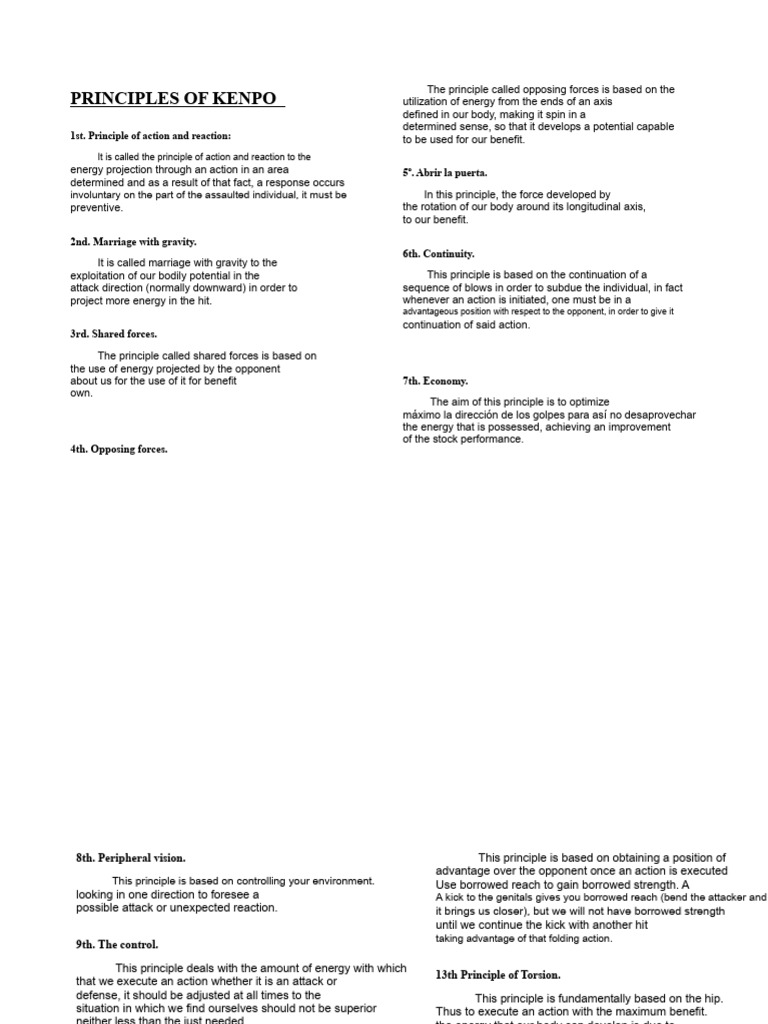 Kenpo Principles for Effective Combat | PDF | Force