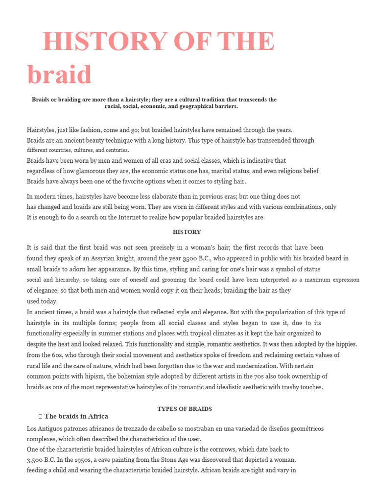 History of The Braid | PDF | Hairstyle | Human Appearance