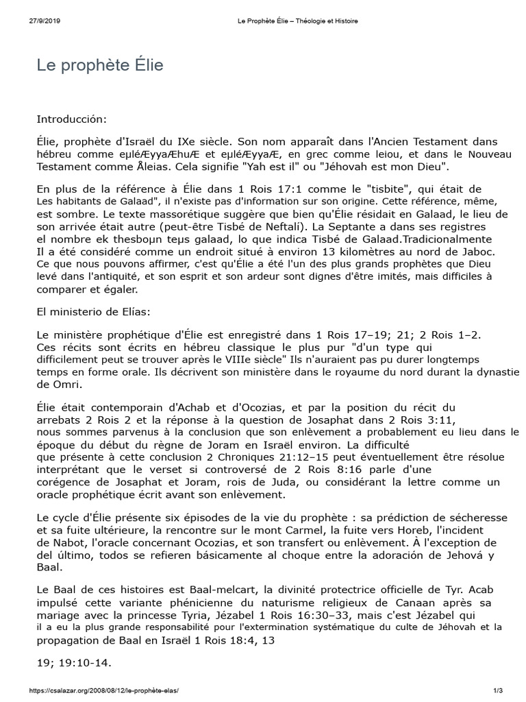 Élie : Prophète d'Israël et son héritage | PDF | Élie | Livres des Rois