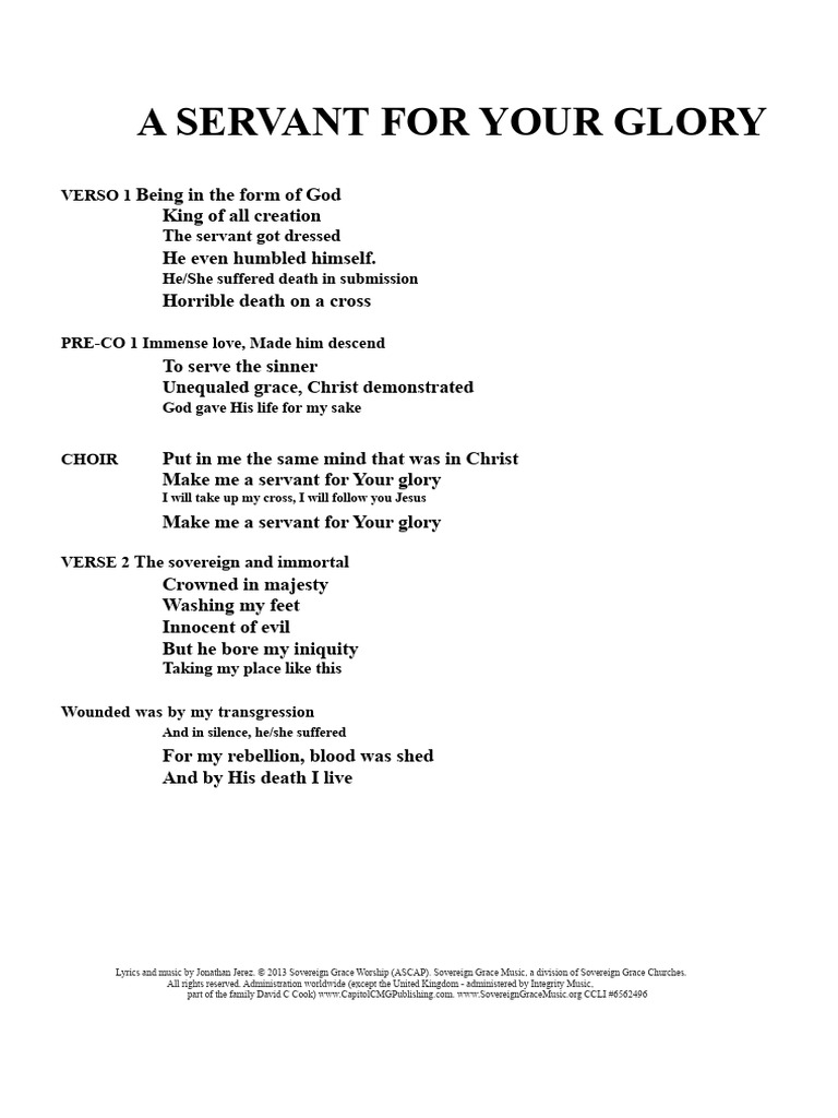 Servant for Your Glory Lyrics | PDF