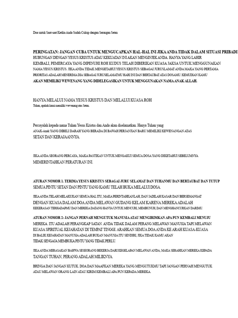 Doa Melawan Serangan Setan | PDF