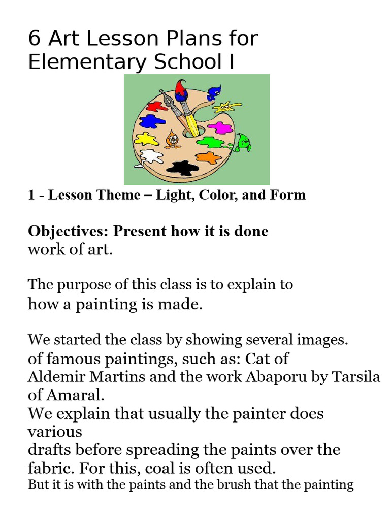 6 Creative Art Lesson Plans for Kids | PDF | Paintings | Plastic Arts