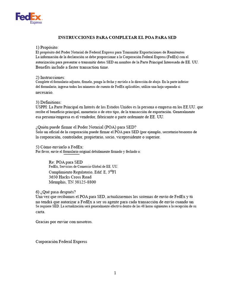 PDF Poa Sed | PDF | Fed Ex