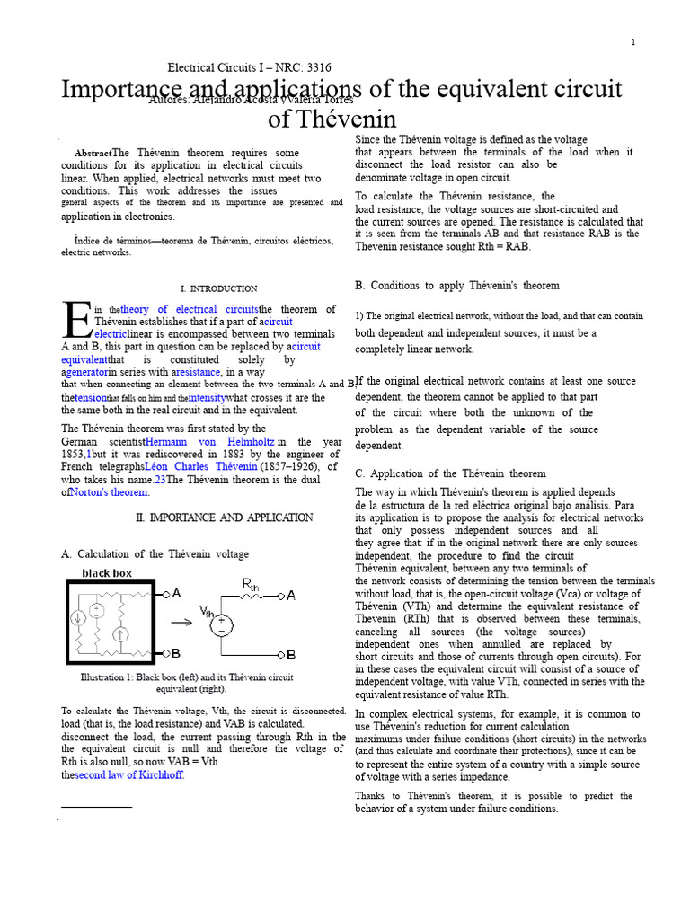Understanding Thévenin's Theorem in Circuits | PDF | Electromagnetism ...