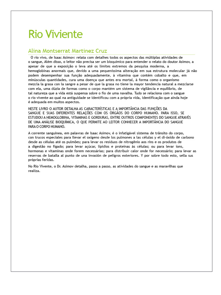Rio Vivente Resumo | PDF