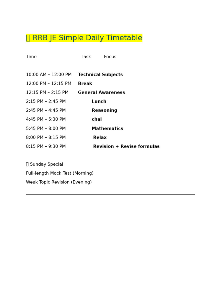 Time Table | PDF