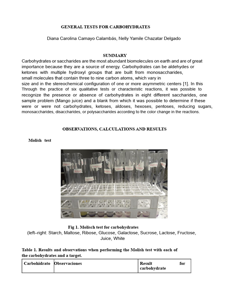 Carbohydrate Testing Methods Explained | PDF | Carbohydrates | Glucose