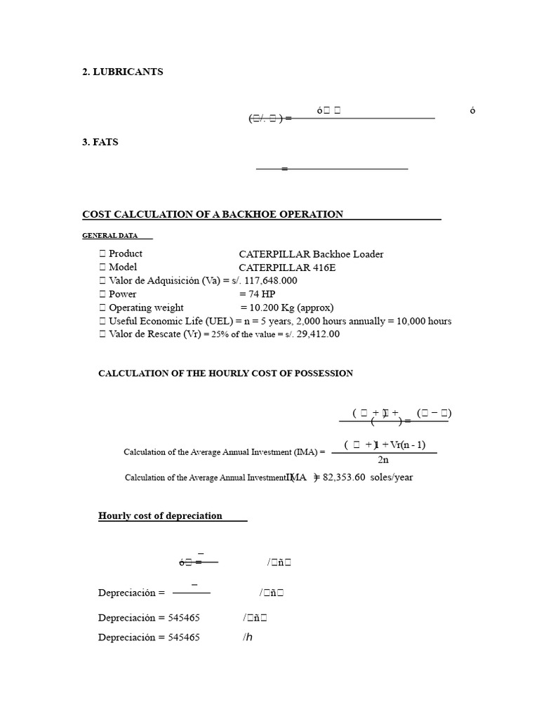 Backhoe Operation Cost Calculation Guide | PDF | Economies