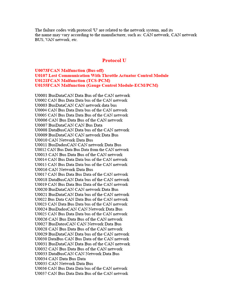 Protocol U Failure Codes Explained | PDF | Anti Lock Braking System ...