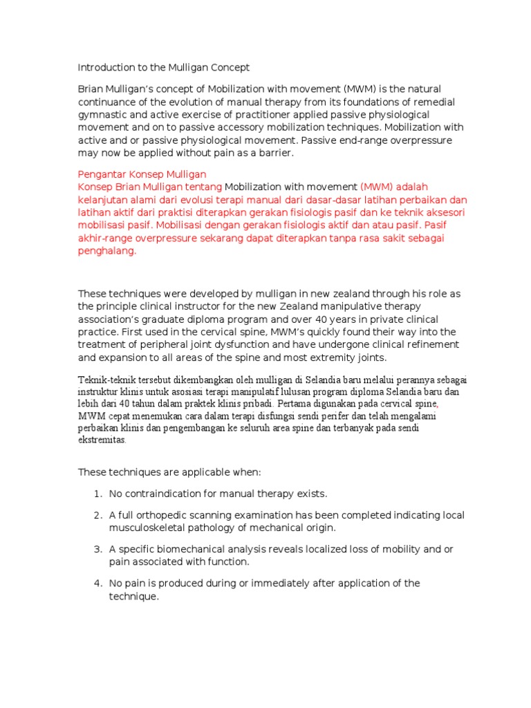 Introduction To The Mulligan Concept PDF Manual Therapy Medicine