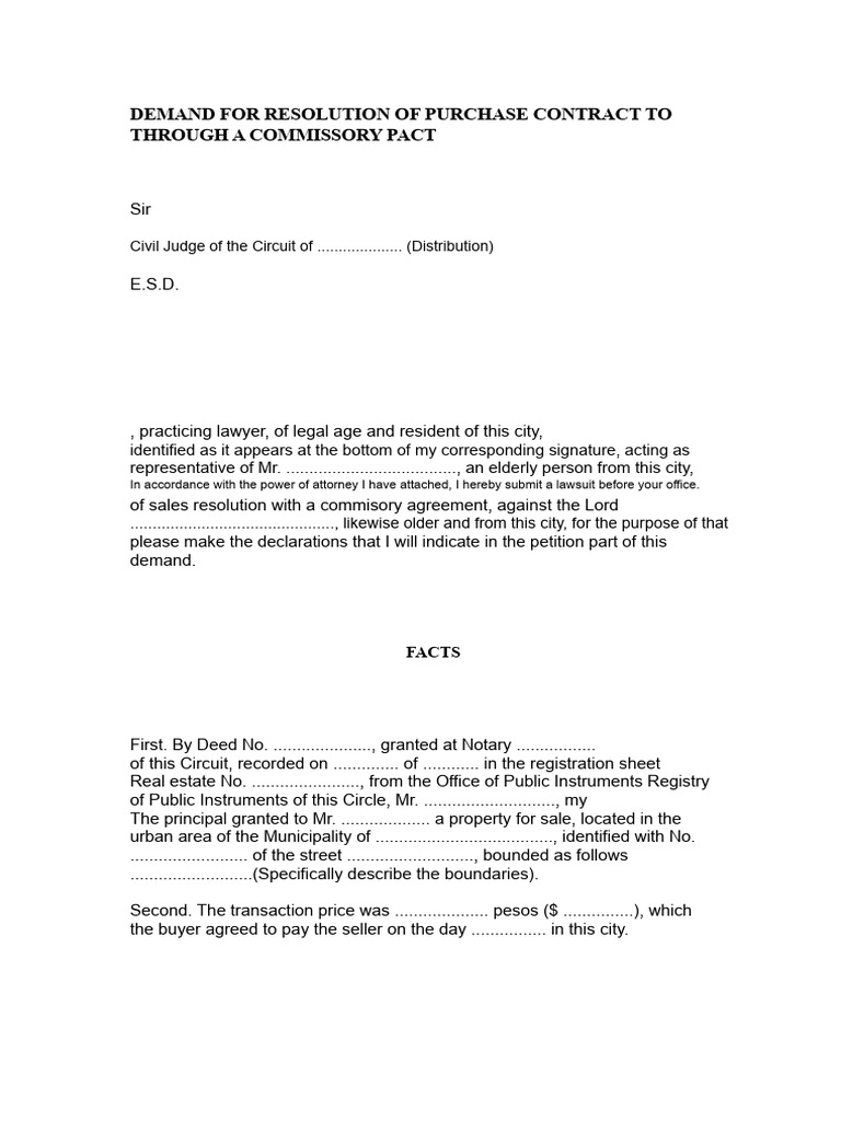 Demand For Resolution of Sales Contract PDF | PDF | Deed | Lawsuit