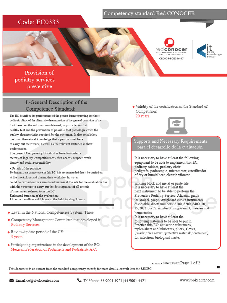 File EC0333 Provision of Preventive Podiatric Services | PDF ...