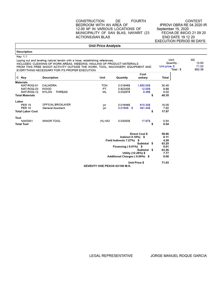 Unit Price Analysis FOURTH BEDROOM | PDF | Concrete | Building Materials