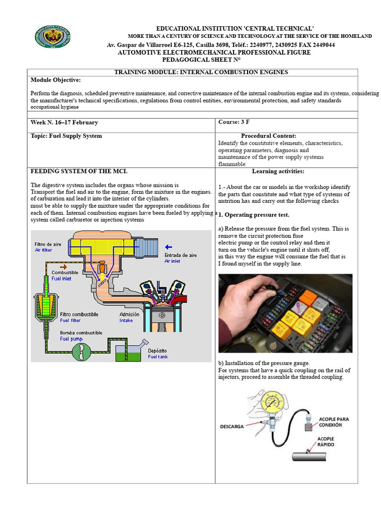 Internal Combustion Engine Fuel Systems | PDF | Pump | Fuel Injection