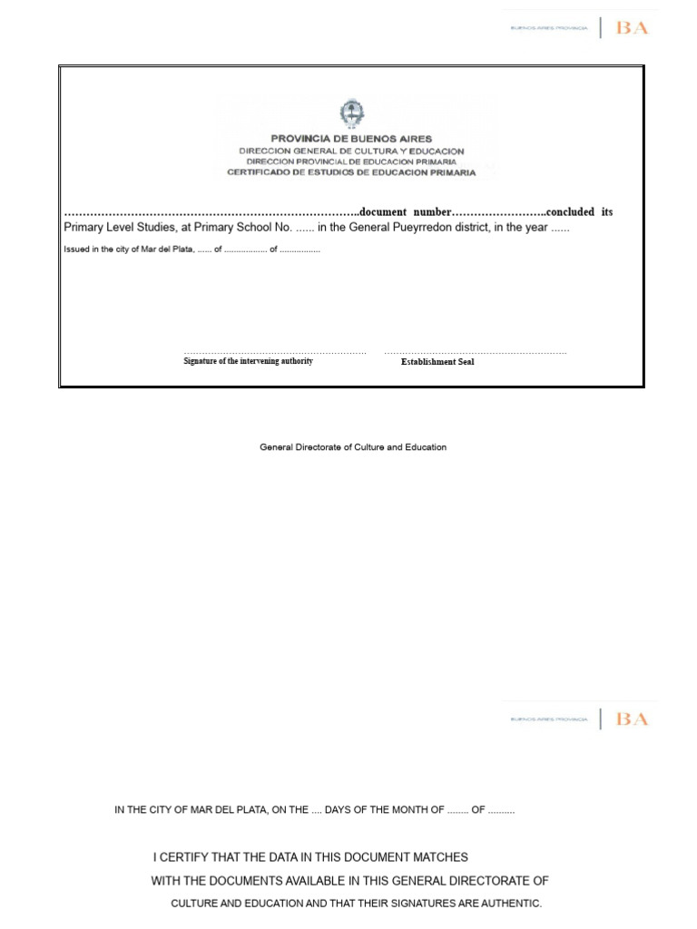 Primary School Certificate - Mar del Plata | PDF