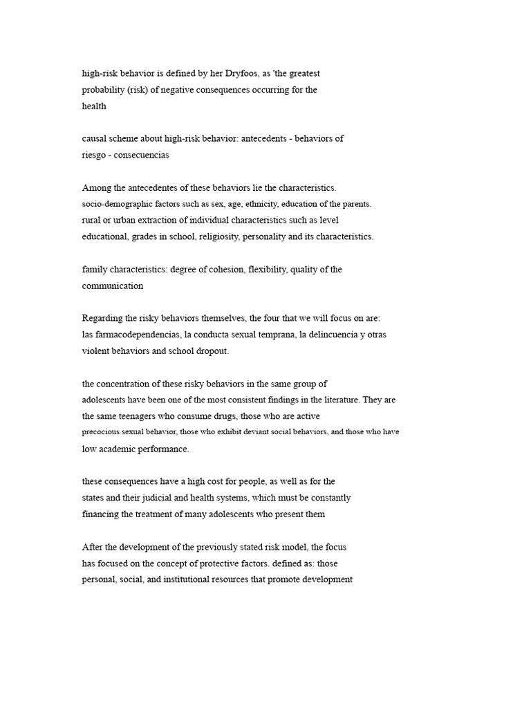 Understanding High-Risk Adolescent Behaviors | PDF | Psychological ...