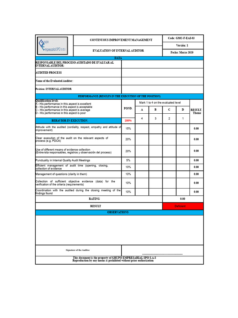 Internal Auditor Evaluation Report | PDF | Audit | Internal Audit