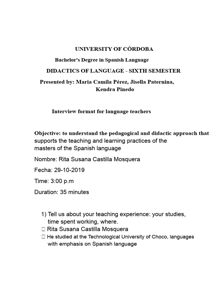 Language Teacher Interview Insights | PDF | Knowledge | Human Communication