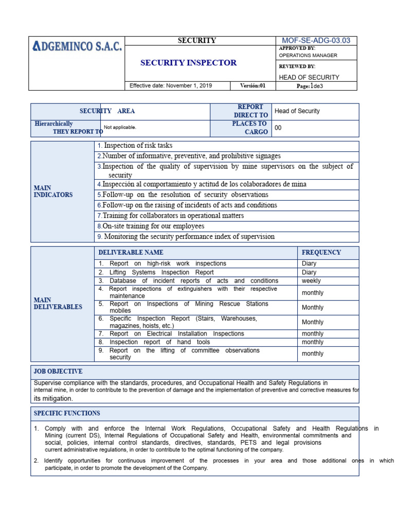 Mof Se Adg 03.03 Security Inspector | PDF | Occupational Safety And ...