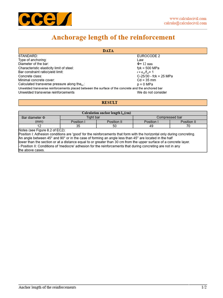 Anchorage Length Calculation Guide | PDF | Building Engineering | Materials