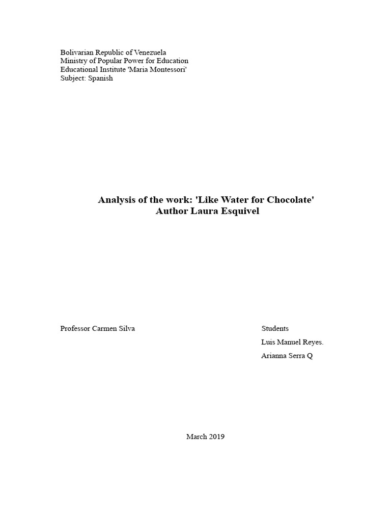Like Water For Chocolate PDF PDF