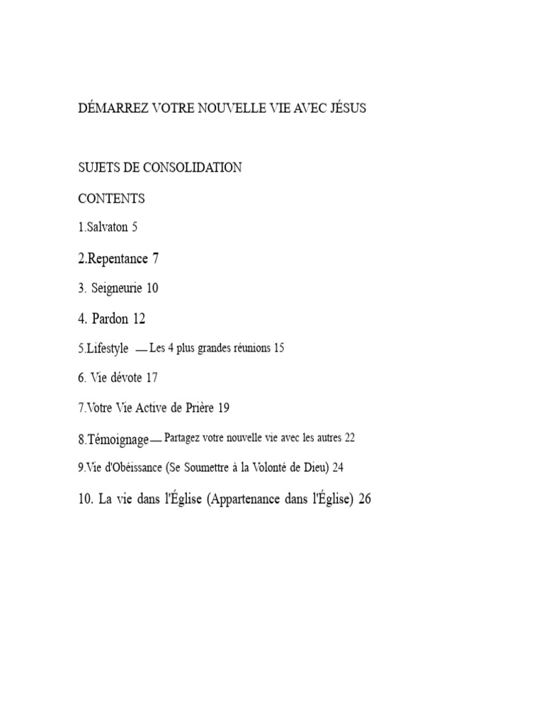 Démarrer une Vie Nouvelle avec Jésus | PDF | Jésus | Dieu