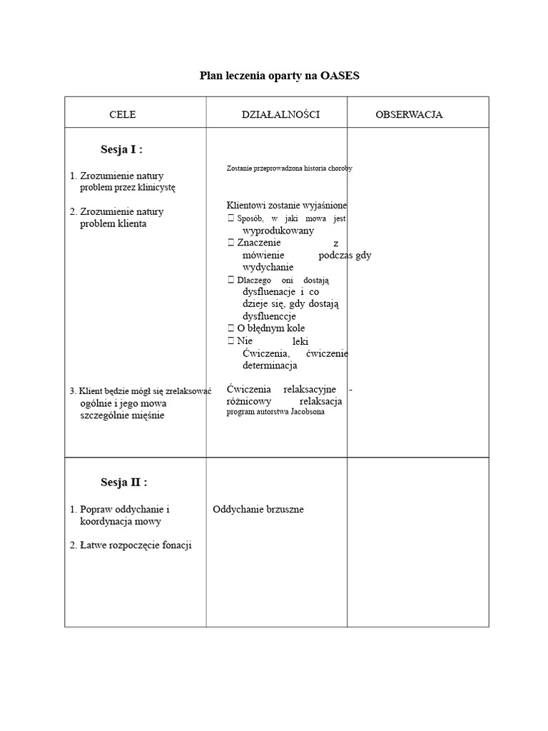 Program Terapeutyczny OASES | PDF