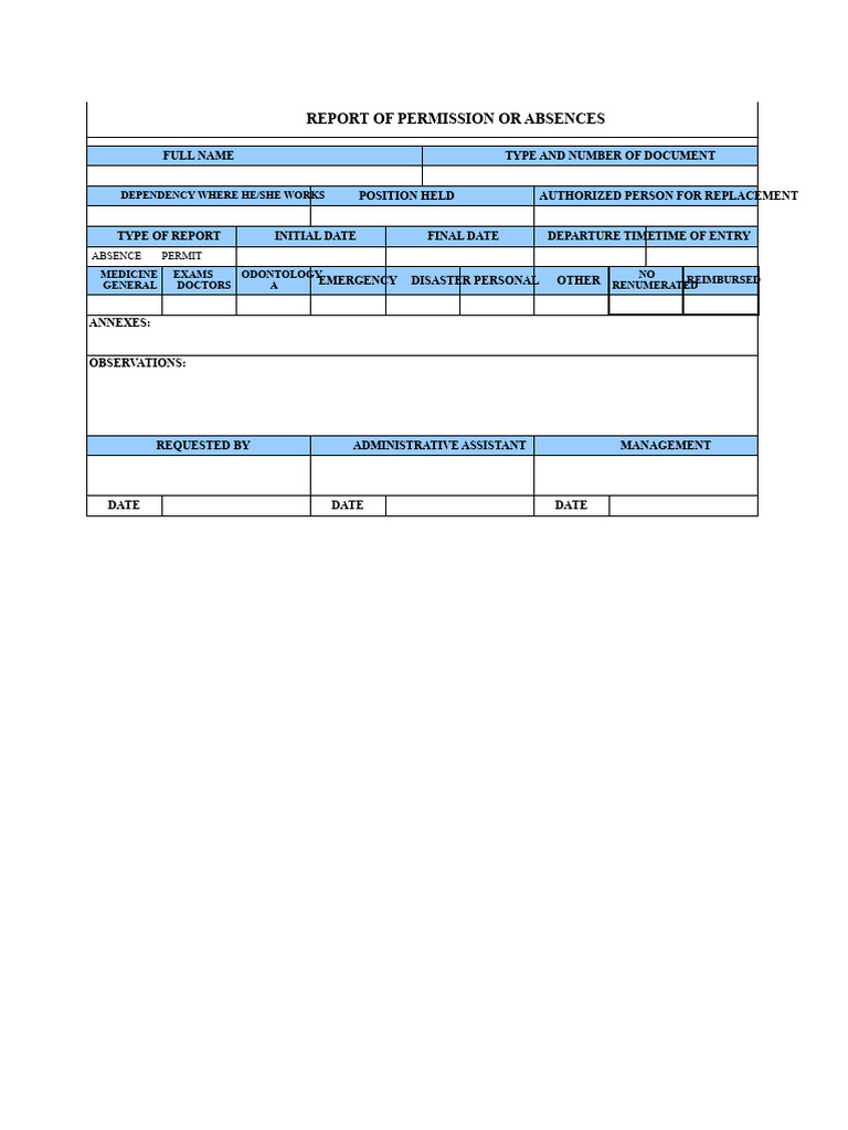 Report of Permission or Absences | PDF