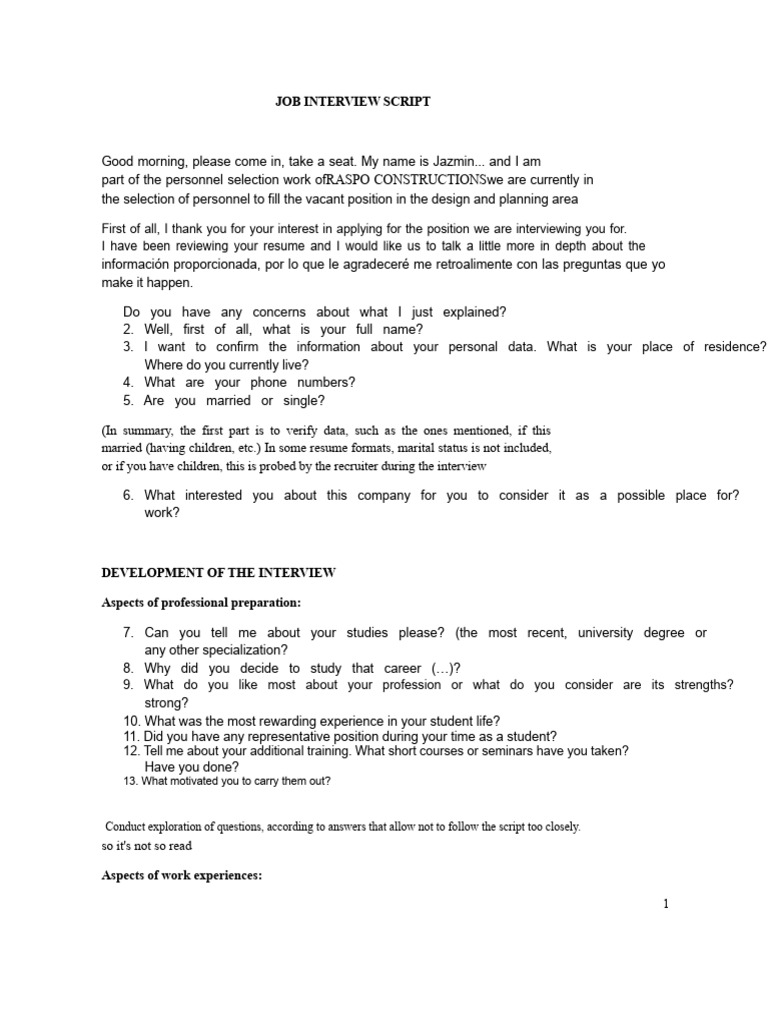 Job Interview Script for Designers | PDF | Job Interview | Résumé