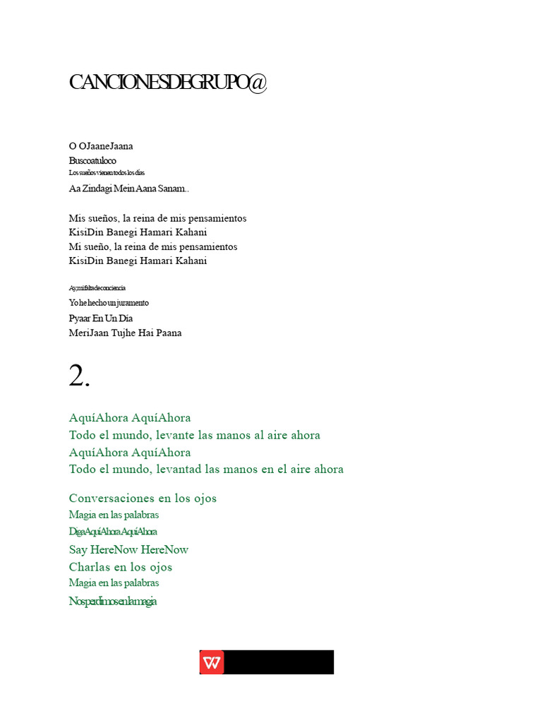 Canciones del Grupo @: Letras y Temas | PDF