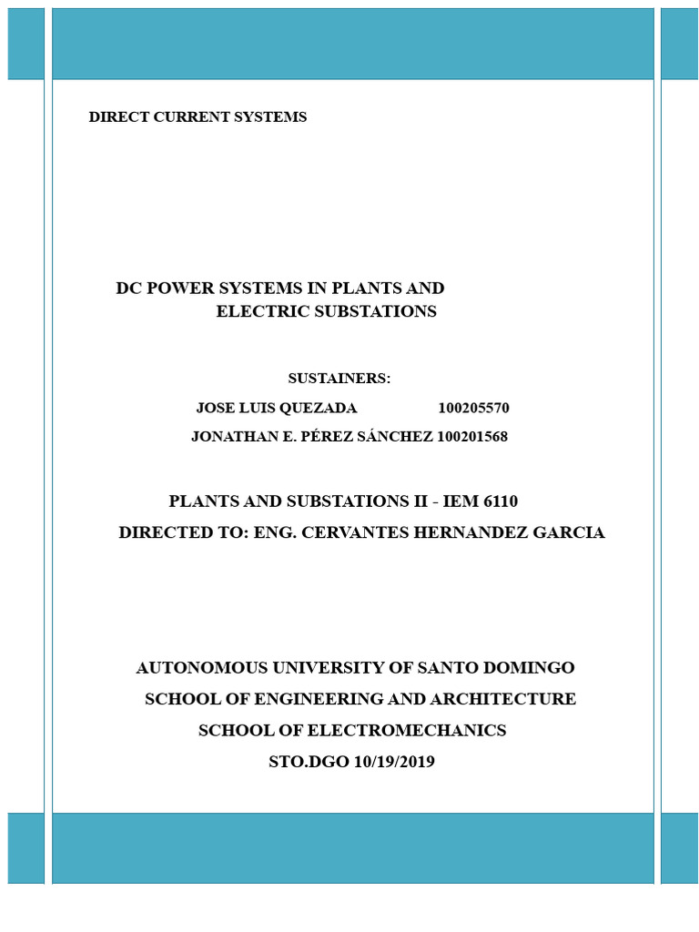 Direct Current Systems in Power Plants | PDF | Electric Power | Direct ...