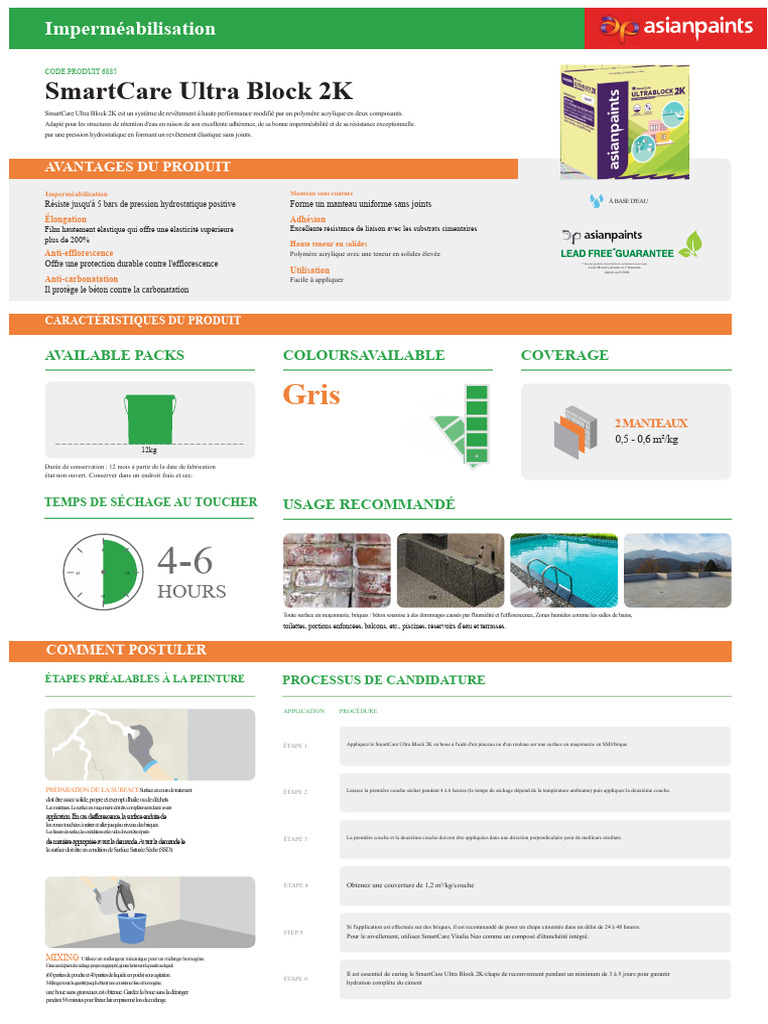Imperméabilisation SmartCare Ultra Block 2K | PDF | Béton | Peinture