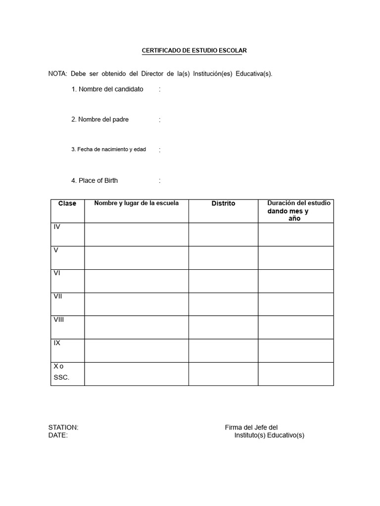 Certificado de Estudio Escolar PDF | PDF