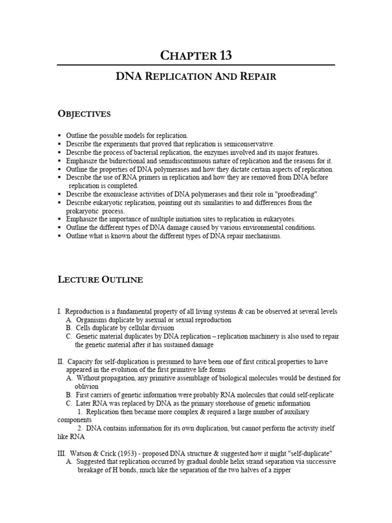 DNA Replication and Repair Mechanisms | PDF | Dna Replication | Primer ...