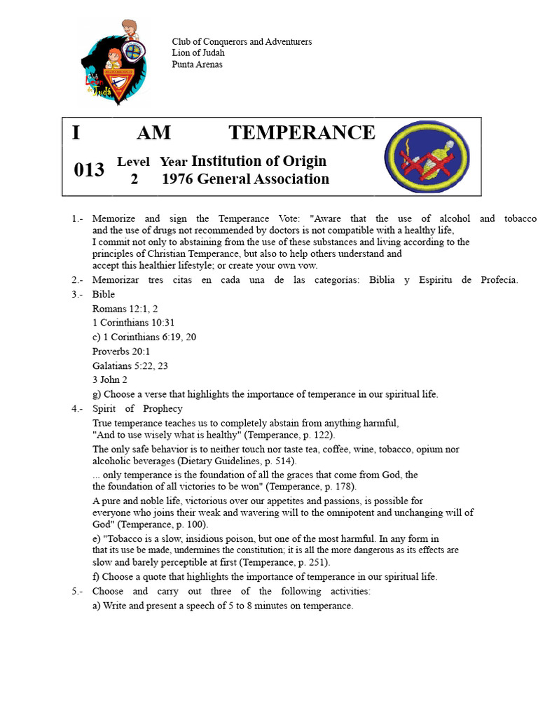 Temperance Commitment and Activities Guide | PDF | Cigarette | Tobacco ...