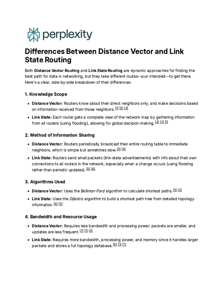 Distance Vector vs Link State Routing | PDF | Routing | Computer Network